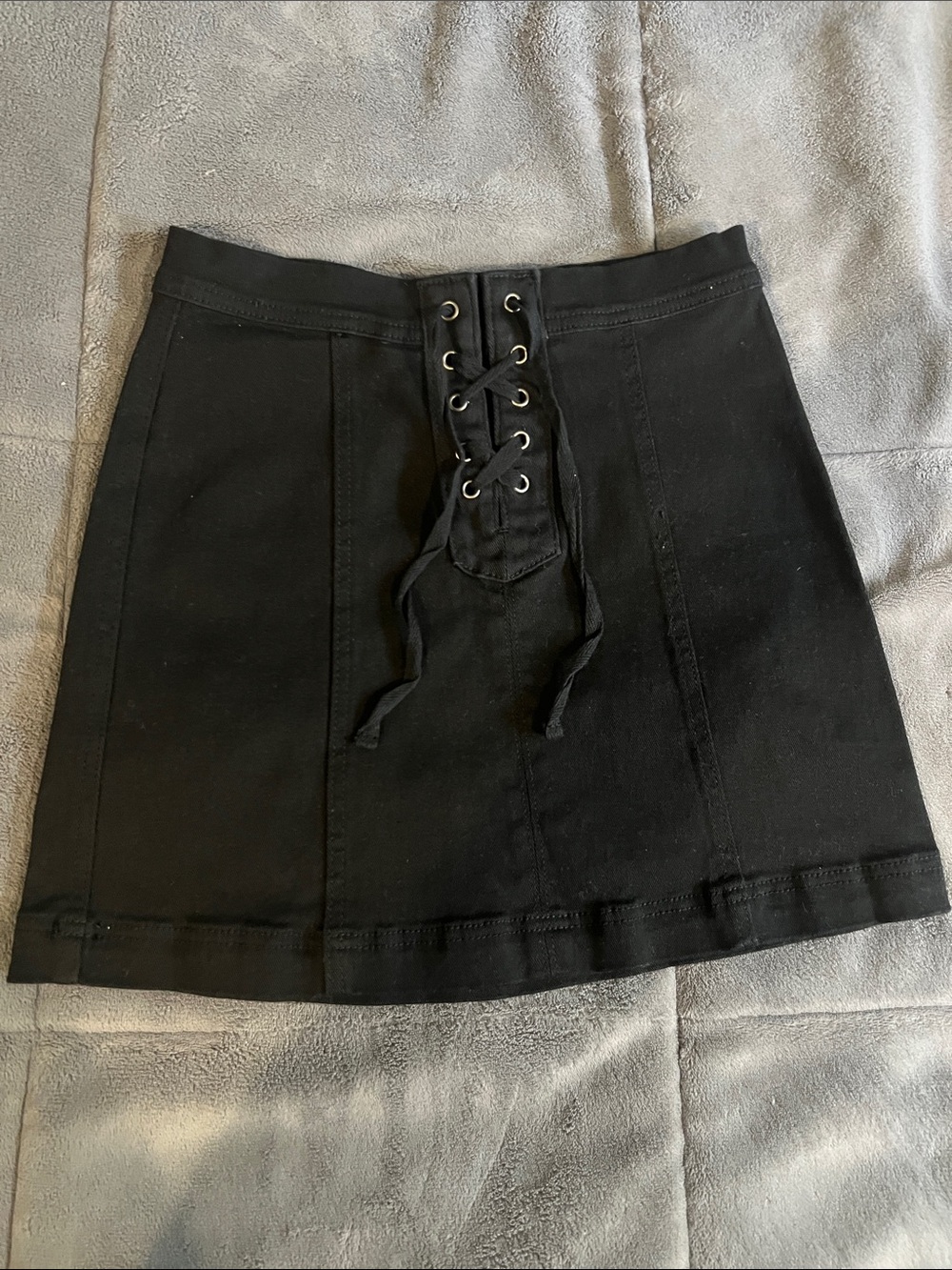 Others Follow Black Lace-Up Mini Skirt